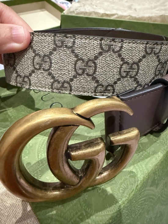 Gucci Brown Leather Belt with Antique Gold Double G Buckle 65 main image 9